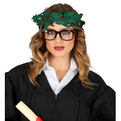 Zelený promócií veniec s červenou stuhou